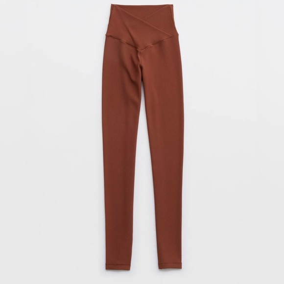 Aerie Offline Real Me 7/8 Waffle Knit High Waisted Crossover Leggings NWT S Rust - Picture 3 of 12